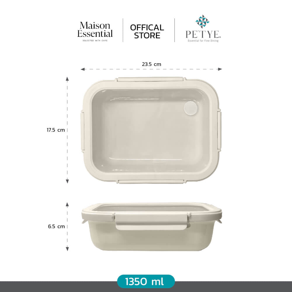 กล่องอาหาร เซรามิก PETYE รุ่น RC402 1.35 ลิตร สีครีม